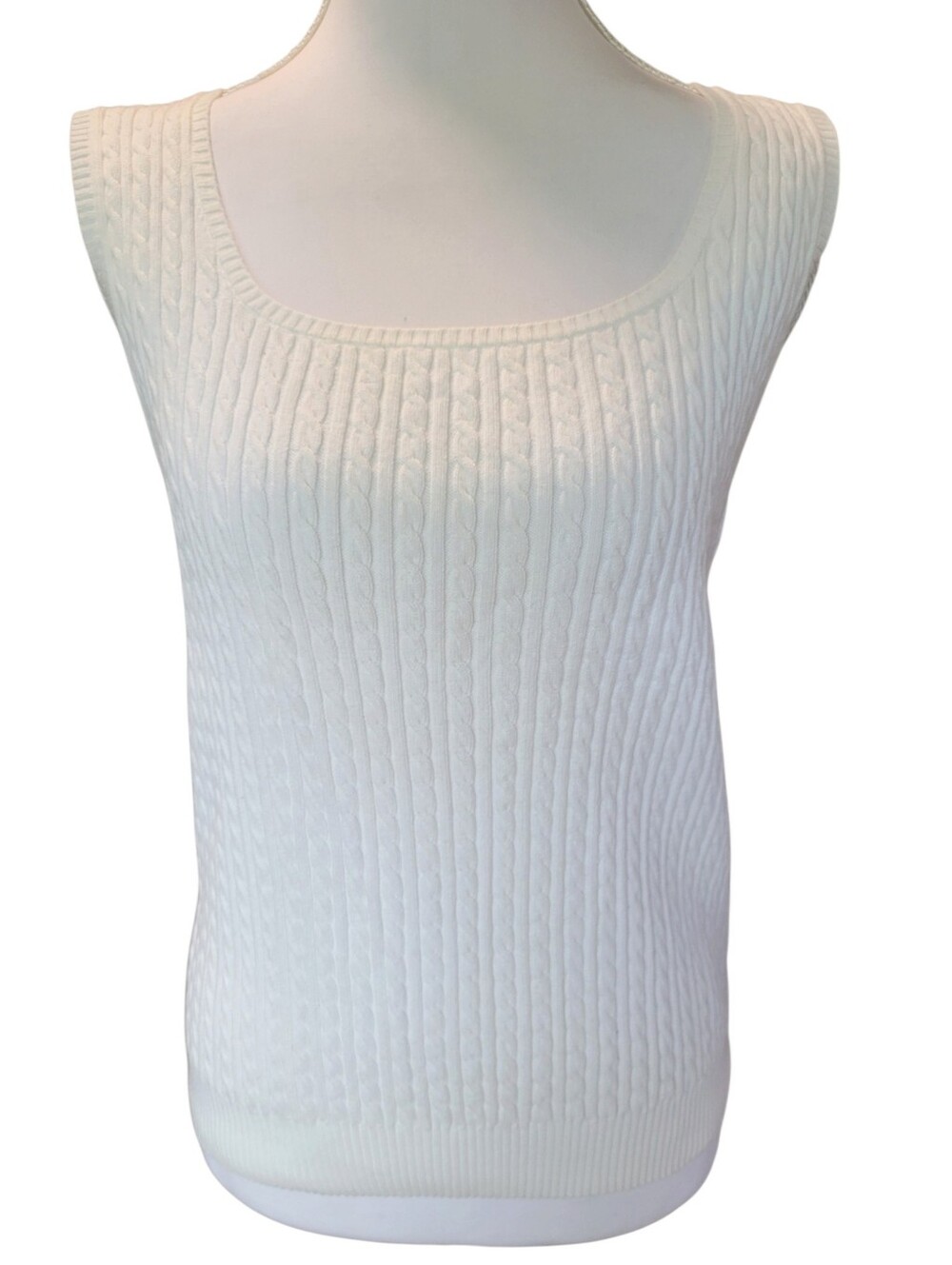 90s Y2K Lauren Ralph Lauren White Stretch Knit Sleeveless Top